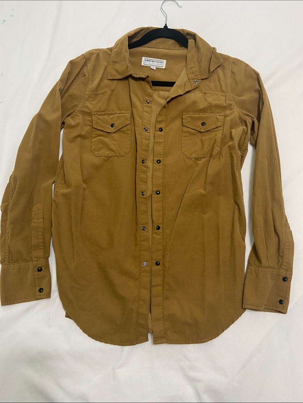 American Colors women's Olive-Tan Button Down Shirt